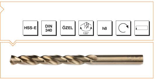 HSS-E DIN 340 Silindirik Saplı Uzun Matkap Ucu - ALTIN SERİ