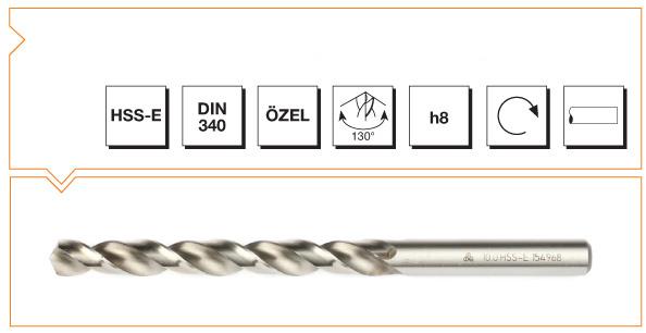 HSS-E DIN 340 Silindirik Saplı Uzun Matkap Ucu - GÜMÜŞ SERİ