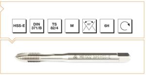 HSS - E DIN 371/B Metrik Normal Vidalı Eğik Ağız Bilemeli Makina Kılavuzu
